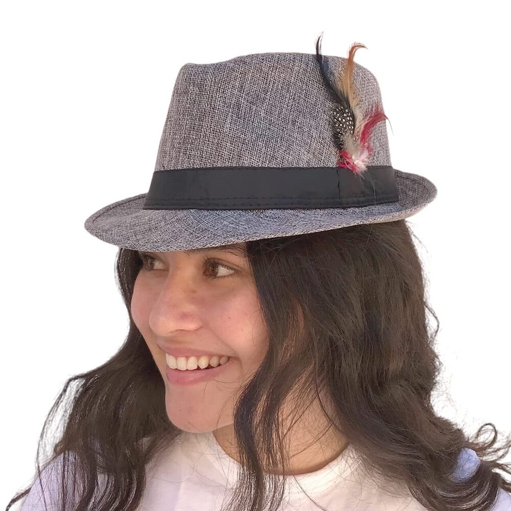 8486 Fedora Hat with Feathers Gatsby Holiday Octoberfast Bavarian Alpine